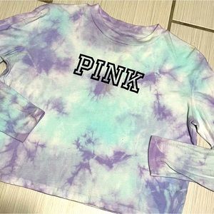 Tye-Dye Inspired Victoria Secret Pink Long Sleeve Crop Top